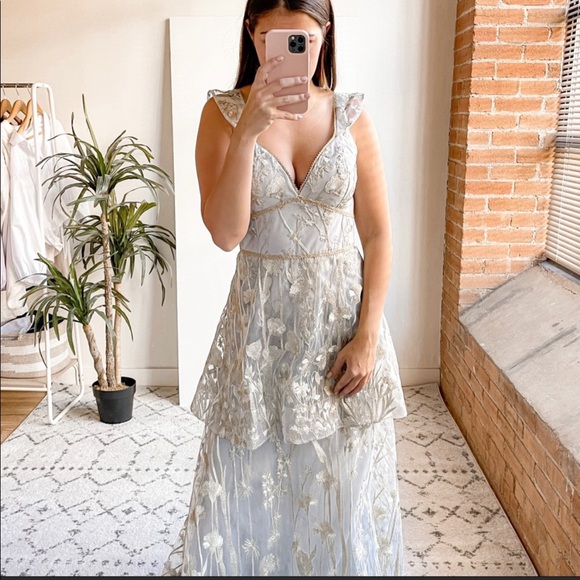 Ombre Marchesa Notte V Neck Tulle Glitter Gown Marchesa Tulle